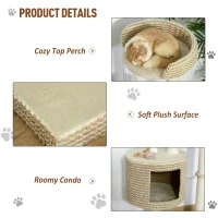 PawHut 96cm Multi-Level Cat Tree Tower Jute Scratching Post Activity Center Climbing Frame Kitten House Furniture Condo Perch(m-6)