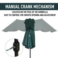 Outsunny 4.6m Garden Parasol Double-Sided Sun Umbrella Patio Market Shelter Canopy Shade Outdoor Green - NO BASE(m-4)