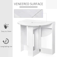 HOMCOM Space-saving Drop Leaf Table, Folding Dining Table for Small Space, Kitchen, Dining Room, White(m-5)