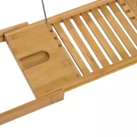 HOMCOM Extendable Bamboo Bathtub Shelf Rack Bath Caddy Tray Bathroom Storage(m-10)