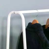 HOMCOM Clothing Garment Rack, Clothes Organizer with Shelves and Bottom Wire Net for Bedroom, Balcony, White(m-5)