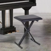 HOMCOM Foldable Keyboard Stool Padded Seat X Frame Chair Adjustable Height Piano Bench Black(m-10)