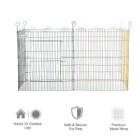 PawHut Pet Playpen Hexagon Dog Puppy Pen Crate Kennel Exercise Fence w/ Door Metal Indoor & Outdoor(m-7)