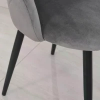 HOMCOM Nordic Armless Velvet Upholstered Dining Chair with Curved Backrest and Metal Legs Accent Leisure Chairs Set of 2, Grey(m-5)