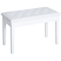 HOMCOM Faux Leather Piano Stool Makeup Dressing Stool Bench Dressing Table Seat with Storage 76x36x50cm,White(m-1)
