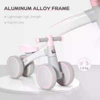 HOMCOM Baby Balance Bike Ride On Walker Push Bike Quick Release Kids Toddler First Bike Birthday Toy Gift for 1-3 Years Pink(m-5)