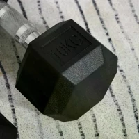 HOMCOM Rubber Dumbbell Sports Hex Weights Sets Home Gym Fitness Hexagonal Dumbbells Kit Weight Lifting Exercise (2 x 10kg)(m-9)