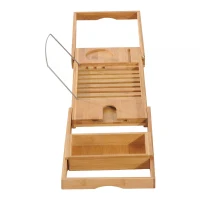HOMCOM Extendable Bamboo Bathtub Shelf Rack Bath Caddy Tray Bathroom Storage(m-5)