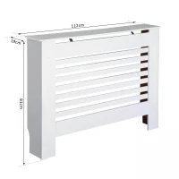 HOMCOM MDF Radiator Cover Wooden Cabinet Shelving Home Office Vertical Slattted Vent White  112L x 19W x 81H(m-3)