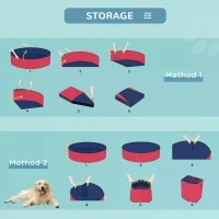 PawHut Foldable Dog Paddling Pool Pet Cat Swimming Pool Indoor/Outdoor Collapsible Summer Bathing Tub Shower Tub Puppy Washer (Φ140 x 30H (cm), Red)(m-9)