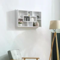 HOMCOM 18" Wall-mounted  Shelf 8-cube Bookcase Home Organizer Closet -White(m-8)