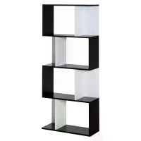 HOMCOM Particle Board 4-tier Storage Display Shelving Bookcase Unit Divider S Shape design Divider Unit(m-11)