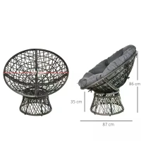 Outsunny 360° Swivel Rattan Papasan Moon Bowl Chair with Padded Cushion Oversized for Outdoor Indoor(m-3)