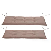 Outsunny 2 PCS Patio Bench Swing Chairs Garden Chairs Double Seat 5cm Thickened Cushion Mat Beige(m-4)