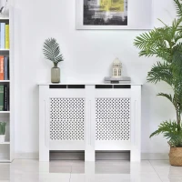 HOMCOM Wooden Radiator Cover Heating Cabinet Modern Home Furniture Grill Style White Painted (Medium)(m-10)