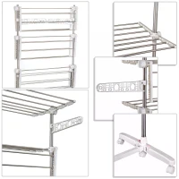 HOMCOM Folding Cloth Rail Adjustable Garment Rack With Wheels (4 Layer)(m-8)