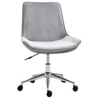 HOMCOM 360 Degree Retro Swivel Chair Velvet Grey Living Room Furniture