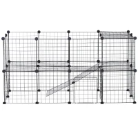 PawHut DIY Pet Playpen Metal Wire Fence Indoor Outdoor Guinea Pig Rabbit Small Animals Cage 36 Panel Enclosure Black(m-1)