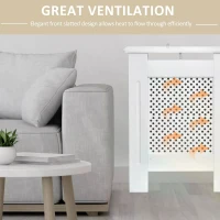 HOMCOM Wooden Radiator Cover Heating Cabinet Modern Home Furniture Grill Style White Painted (Medium)(m-4)