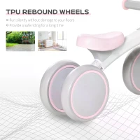 HOMCOM Baby Balance Bike Ride On Walker Push Bike Quick Release Kids Toddler First Bike Birthday Toy Gift for 1-3 Years Pink(m-6)