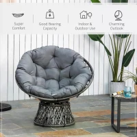 Outsunny 360° Swivel Rattan Papasan Moon Bowl Chair with Padded Cushion Oversized for Outdoor Indoor(m-7)