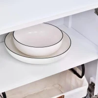 HOMCOM Modern Kitchen Sideboard Storage Cabinet Cupboard with 2 Glass Doors Adjustable Shelf for Dinning Room,Living Room, White(m-7)