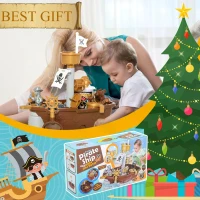 HOMCOM Pirate Ship Theme Sand and Water Table Beach Toy Set 2 in 1 Outdoor Activities Playset for Kids with Accessories 26 Pcs Garden Sandpit Sandbox for Beach Bath 3 Years Old Toddlers(m-8)