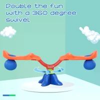 HOMCOM Kids Spinning Seesaw 360° Rotation Swivel Playground Equipment Children Indoor Outdoor Party Toy - Orange&Blue(m-5)