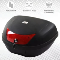 HOMCOM 48L Motorcycle Trunk Travel Luggage Storage Box Motorbike Accessory Large Storage Space For 2 Half Helmet - Black(m-5)