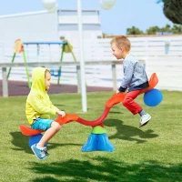 HOMCOM Kids Spinning Seesaw 360° Rotation Swivel Playground Equipment Children Indoor Outdoor Party Toy - Orange&Blue(m-2)