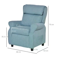 HOMCOM Kids Recliner Sofa Angle Adjustable Single Lounger Armchair Children Games Chair with Footrest for 3-5 years, Blue(m-3)