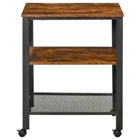 HOMCOM Rolling Microwave Cart Wooden 3-Tier Storage Shelf Industrial Style End Table for Kitchen, Living Room Accent Furniture(m-4)