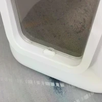 PawHut Cat Litter Box Cat House with Litter Scoop Two Door Design Cat furniture with Lifted Cover Large Space White(m-10)