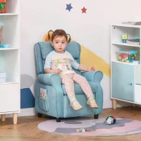 HOMCOM Kids Recliner Sofa Angle Adjustable Single Lounger Armchair Children Games Chair with Footrest for 3-5 years, Blue(m-2)