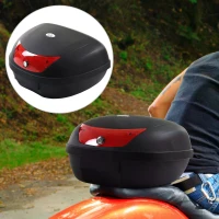 HOMCOM 48L Motorcycle Trunk Travel Luggage Storage Box Motorbike Accessory Large Storage Space For 2 Half Helmet - Black(m-2)