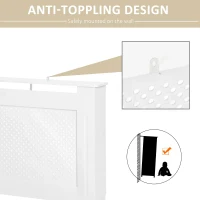 HOMCOM Wooden Radiator Cover Heating Cabinet Modern Home Furniture Grill Style White Painted (Large)(m-6)