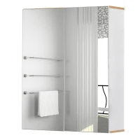 kleankin Bathroom Mirror Cabinet Wall Mounted Storage Cupboard with Double Door and Adjustable Shelves, White(m-1)