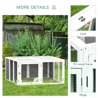 PawHut Rabbit Hutch Small Animal Guinea Pig House Ferret Bunny Cage Duck House Rabbit Hideaway Chinchilla Cage Outdoor Indoor Backyard with Openable Roof Grey 120x120x60cm(m-6)