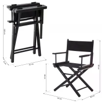 HOMCOM Beech Wooden Frame Directors Chair Foldable Oxford Fabric Seat Easy To Carry&Travel Black(m-3)