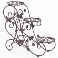 Outsunny 3-tier Metal Flower Pot Stand Display Rack Unit Indoor Outdoor Home Decor Bronze