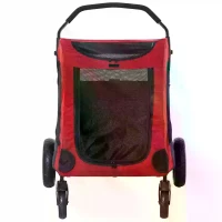 PawHut Dog Stroller 4 Wheels Pet Trolley Carrier Mesh Windows for Medium Large Dogs Traveling Red(m-8)