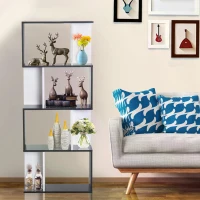 HOMCOM Particle Board 4-tier Storage Display Shelving Bookcase Unit Divider S Shape design Divider Unit(m-10)