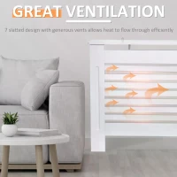HOMCOM MDF Radiator Cover Wooden Cabinet Shelving Home Office Vertical Slattted Vent White  112L x 19W x 81H(m-4)