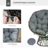 Outsunny 360° Swivel Rattan Papasan Moon Bowl Chair with Padded Cushion Oversized for Outdoor Indoor(m-5)