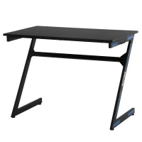 HOMCOM Gaming Desk Computer Home Office Rectangle Gamer Table Workstation Metal Frame with Headphone Hook 1m, Black(m-1)