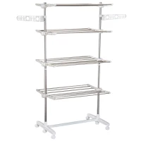 HOMCOM Folding Cloth Rail Adjustable Garment Rack With Wheels (4 Layer)(m-1)