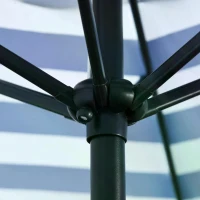 Outsunny Φ2.3m Patio Sun Umbrella Outdoor Market Table Parasol w/ Adjustable Angle 6 Ribs for Garden Backyard Pool Blue Stripe(m-6)