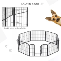 PawHut Heavy Duty Dog Pet Puppy Metal Playpen Play Pen Rabbit Pig Hutch Run Enclosure Foldable Black 80 x 60 cm (Small)(m-7)