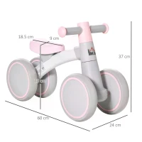 HOMCOM Baby Balance Bike Ride On Walker Push Bike Quick Release Kids Toddler First Bike Birthday Toy Gift for 1-3 Years Pink(m-3)