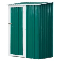Outsunny Cobertizo de Acero 1,27㎡ 143x89x186 cm Tipo Caseta de Jardín Galvanizado Almacén para Herramientas con Techo Inclinado y Una Puerta para Terraza Exterior Verde(m-1)